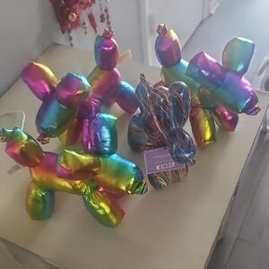 Colorful Balloon Animal Party Decorations - 1 Resin, 3 Stuffed